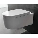 QeramiQ Salina Toiletset - softclose zitting - bedieningsplaat Geberit Sigma20 wit - wit