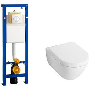 Villeroy & Boch Subway 2.0 Compact Toiletset - softclose -Wisa XS inbouwreservoir - Argos bedieningspaneel - wit 1024232/1025456/0704406/