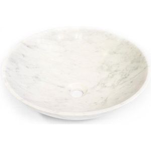 Saniclass Dia Waskom - 42x42x12cm - rond - natuursteen marmer - Gepolijst wit