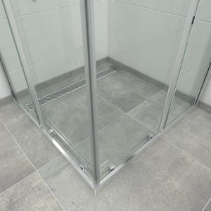 Saniclass Boutry Quick Fit Douchecabine - vierkant - 90x90x195cm - hoekinstap - 2 Schuifdeur - anti kalk - chroom SAQ1142-90