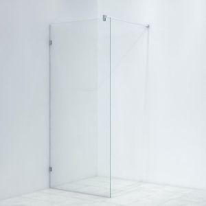 Saniclass Bellini Inloopdouche - scharnierbevestiging - 90x200cm - 8mm veiligheidsglas - anti kalk - chroom WALKINFIXCONNECT-90