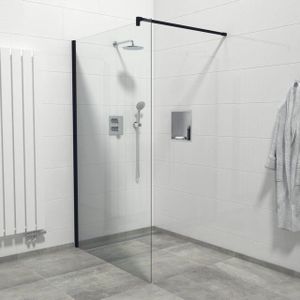 Saniclass Bellini inloopdouche - Douchewand - 50x200cm - 8mm veiligheidsglas - Anti kalk - Mat zwart
