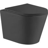 QeramiQ Dely Hangtoilet - Toiletpot - diepspoel - met softclose zitting - Zwart mat