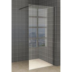 Wiesbaden Slim inloopdouche 110x200cm met 8mm helder glas met zwart profiel en stabilisatiestang sw203911/sw295894