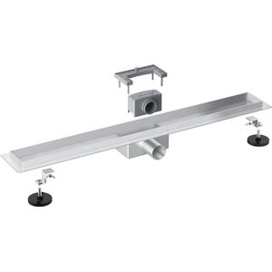 Fortifura Galeria Douchegoot - 160cm - zonder rooster - vloerflens - Geborsteld RVS PVD (RVS) YZ-A160-Basic-drain