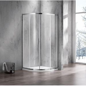 Saniclass Casus Douchecabine - 80x80x200cm - kwartrond - helder glas - profiel - chroom SAO2142