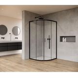 Saniclass Casus Douchecabine - 80x80x200cm - kwartrond - helder glas - profiel - mat zwart