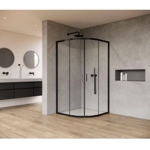 Saniclass Casus Douchecabine - 80x80x200cm - kwartrond - helder glas - profiel - mat zwart SAO2142-MB80x80