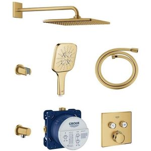 GROHE Grohtherm SmartControl Regendoucheset inbouw - hoofddouche vierkant 31cm - handdouche vierkant - wandarm - geborsteld cool sunrise SW862663/sw98897/sw98905/sw105953/sw472323/sw48206