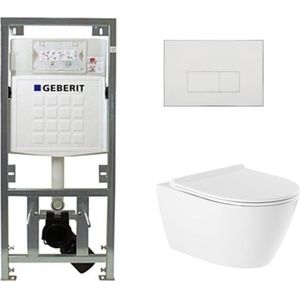 QeramiQ Salina rimless toiletset – Hangtoilet - Geberit inbouwreservoir - Wit