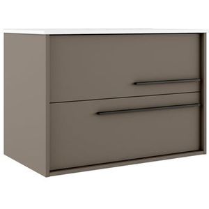 Adema Prime Essential Wastafelonderkast - 79.5x55x45.5cm - 2 lades - Standaard greep - MDF - taupe AQUA_80_Quarzo