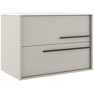 Adema Prime Essential Wastafelonderkast - 99.5x55x45.5cm - 2 lades - Standaard greep - MDF - mat cotton (beige) AQUA_100_Cotton