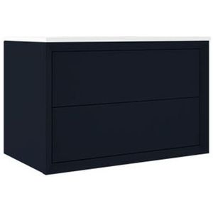 Adema Prime Core Wastafelonderkast - 80x55x45cm - 2 lades - Push to open - MDF - mat marine blauw 70869