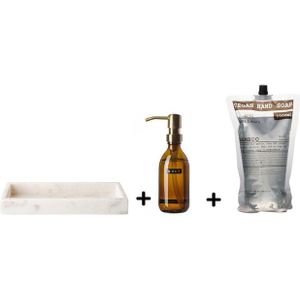 Wellmark - Marble Giftset - Marmer Wit - Handzeep 250ml - Navulling 1 Liter