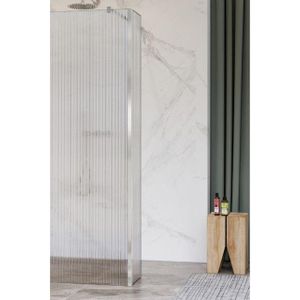 Fortifura Galeria zijwand - 40x200cm - ribbel glas - 8mm - met hoekprofiel - chroom