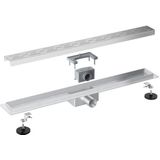 Fortifura Galeria douchegoot - 120cm - met rooster - met vloerflens - Geborsteld RVS PVD (RVS)