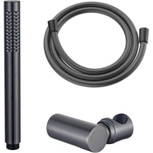 Fortifura Calvi Handdoucheset - 22.5cm - staaf - met houder - gladde slang - 150cm - Geborsteld Gunmetal PVD SW766537/SW720568/SW721165