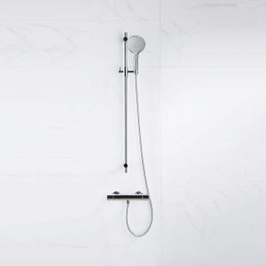 Fortifura Calvi douchekraan met glijstangset met ronde handdouche, metalen doucheslang chroom SW767487/SW496814/SW706202/SW377816