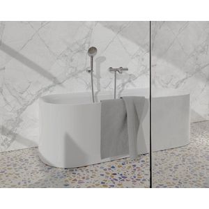 Fortifura Calvi Thermostatische badkraan met ronde handdouche, handdouchehouder en metalen doucheslang chroom SW496814/SW720564/SW720223/SW767373