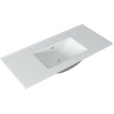 Adema Chaci Badkamermeubelset - 100x46x57cm - 1 keramische wasbak wit - zonder kraangaten - 2 lades - ronde spiegel met verlichting - mat wit