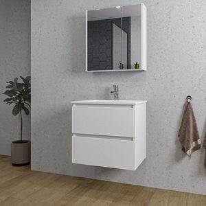 Adema - Chaci Badkamermeubelset - Wit - Keramische Wasbak - Spiegelkast - 60x46x57cm