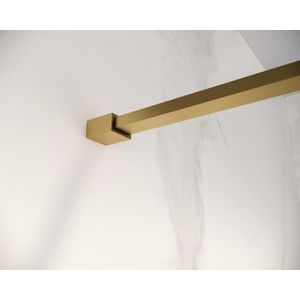 Fortifura Galeria inloopdouche - 70x200cm - helder glas - wandarm - Geborsteld Messing PVD (Goud)