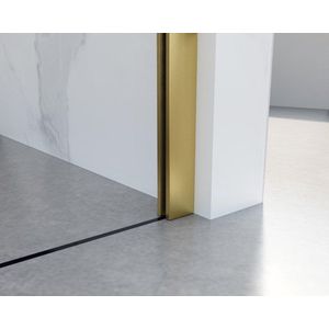 Fortifura Galeria inloopdouche - 180x200cm - helder glas - wandarm - Geborsteld Messing PVD (Goud) SW797920/SW797910
