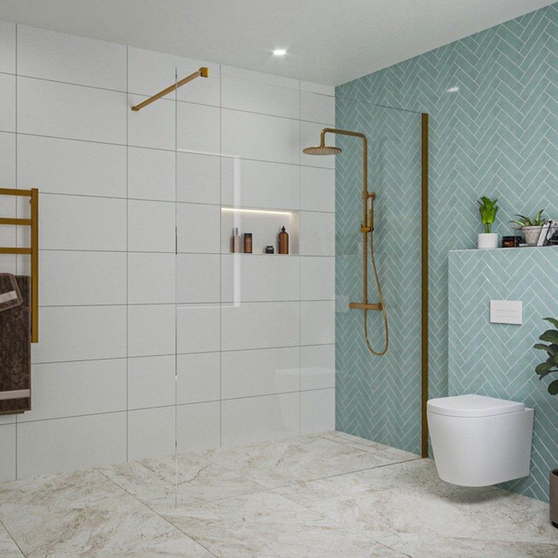 Fortifura Galeria inloopdouche - 160x200cm - helder glas - wandarm - Geborsteld koper PVD (Koper) SW797918/SW876702