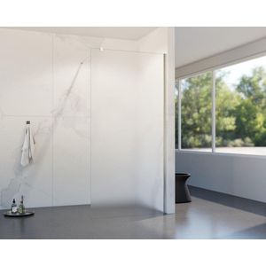 FortiFura Galeria inloopdouche - 40x200cm - mat glas - wandarm - geborsteld RVS SW797921/SW797908
