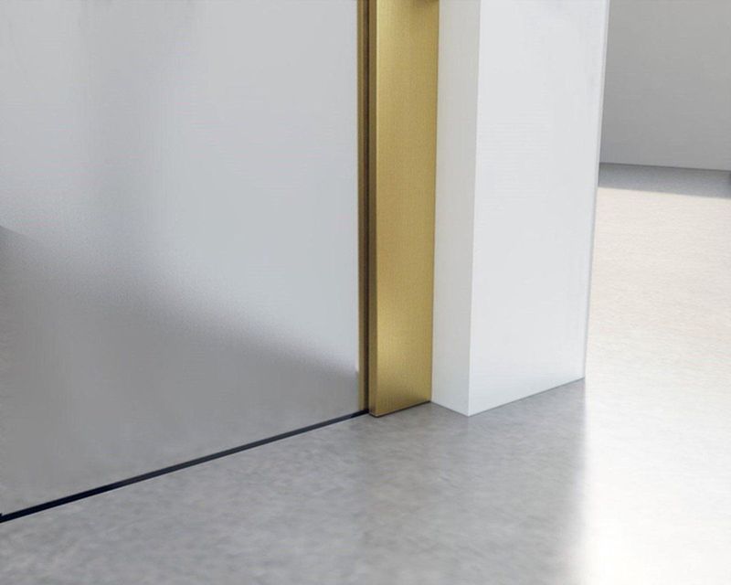Fortifura Galeria inloopdouche - 50x200cm - mat glas - wandarm - Geborsteld Messing PVD (Goud)