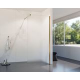 Fortifura Galeria inloopdouche - 90x200cm - mat glas - wandarm - Geborsteld koper PVD (Koper)