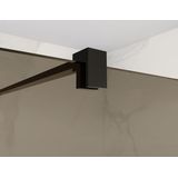 Fortifura Galeria inloopdouche - 60x200cm - rookglas - wandarm - mat zwart