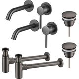 Fortifura - Calvi - Wastafelkraanset - Geborsteld Gunmetal PVD