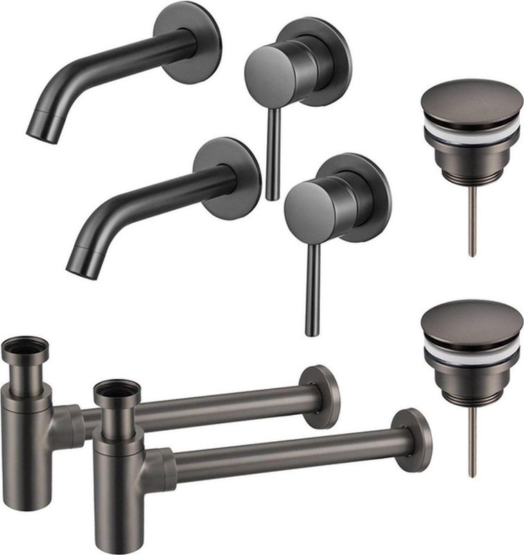 Fortifura - Calvi - Wastafelkraanset - Geborsteld Gunmetal PVD