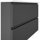 Adema Prime Blend Badkamermeubelset - 120x55x46cm - 2 rechthoekige keramische wasbakken wit - 2 kraangaten - 2 lades - rechthoekige spiegel - mat antraciet SW928338/SW804533/SW724613