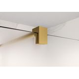 Fortifura Galeria inloopdouche - 110x200cm - mat glas - wandarm - Geborsteld Messing PVD (Goud)