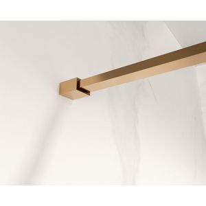 Fortifura Galeria inloopdouche - 110x200cm - mat glas - wandarm - Geborsteld koper PVD (Koper) SW915251/SW876702