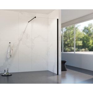 Fortifura Galeria inloopdouche - 180x200cm - helder glas - wandarm - mat zwart