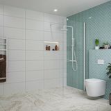 Fortifura Galeria inloopdouche - 80x200cm - helder glas - wandarm - mat wit