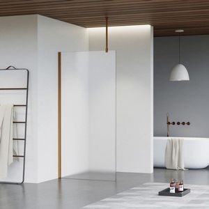Fortifura Galeria inloopdouche - 100x200cm - mat glas - plafondarm - Geborsteld koper PVD (Koper) SW797927/SW876702/SW876705