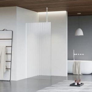Fortifura Galeria inloopdouche - 140x200cm - ribbelglas - plafondarm - mat wit SW797954/SW797906/SW804546