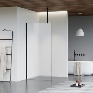Fortifura Galeria inloopdouche - 30x200cm - mat glas - plafondarm - mat zwart SW797931/SW797905/SW804542