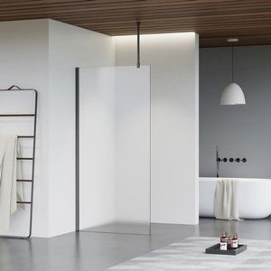 Fortifura Galeria inloopdouche - 40x200cm - mat glas - plafondarm - Geborsteld Gunmetal PVD SW797921/SW797907/SW804545