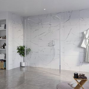 Fortifura Galeria Vrijstaande Inloopdouche - 140x200cm - Helder - antikalk - 8mm veiligheidsglas - 2 zijwanden 40cm - wandsteunen en hoekprofielen - Chroom