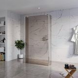 Fortifura Galeria Vrijstaande Inloopdouche - 110x200cm - Rookglas - antikalk - 8mm veiligheidsglas - 2 zijwanden 40cm - wandsteunen en hoekprofielen - Chroom SW927766 2x/SW915252/SW797934 2x/SW358024 2x
