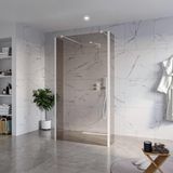 Fortifura Galeria Vrijstaande Inloopdouche - 110x200cm - Rookglas - antikalk - 8mm veiligheidsglas - 2 zijwanden 40cm - wandsteunen en hoekprofielen - Wit mat SW927768 2x/SW915252/SW797934 2x/SW541264 2x