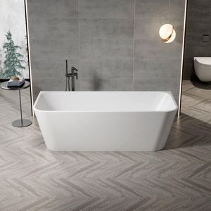 ZEZA - Grand - Half Vrijstaand Bad - Glans Wit - Acryl