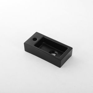 QeramiQ Fuente Fontein - 38x18.5x9cm - keramiek - kraangat links - Mat Zwart E-8020L-MBL