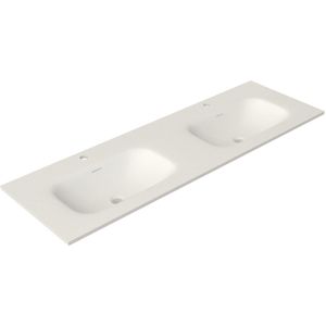 Saniclass - Meubelwastafel - Wit Mat - Solid Surface - 2 Wasbakken - 2 Kraangaten
