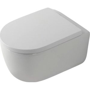 QeramiQ - Dely Swirl - Wandclosetset - Glans Wit - Diepspoel - Rimless - Softclose Zitting